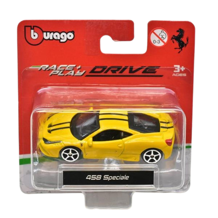 Ferrari 458 Speciale Bburago Race + Play 1:64 Scale Model Car - Yellow