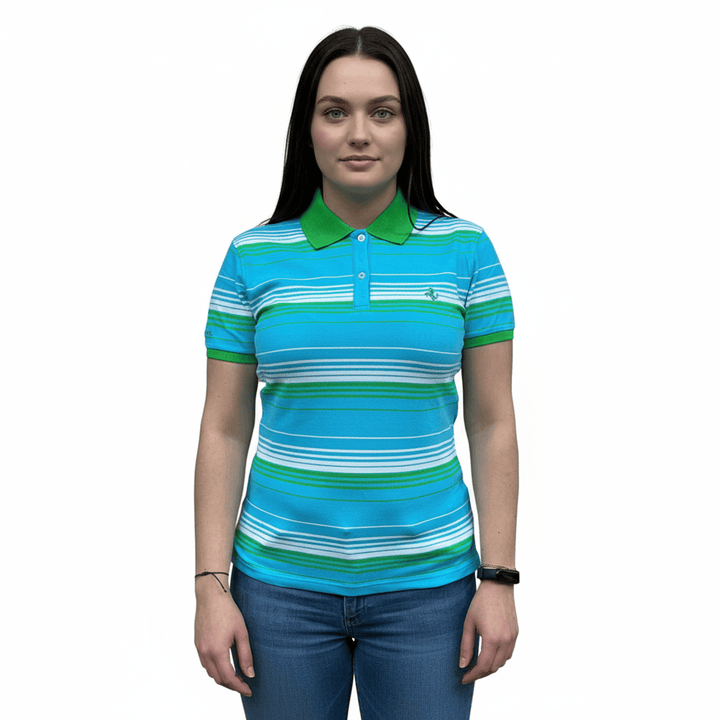Polo de golf brodé pour femmes Scuderia Ferrari F1™ Team Cavallino Rampante Cheval cabré - Turquoise