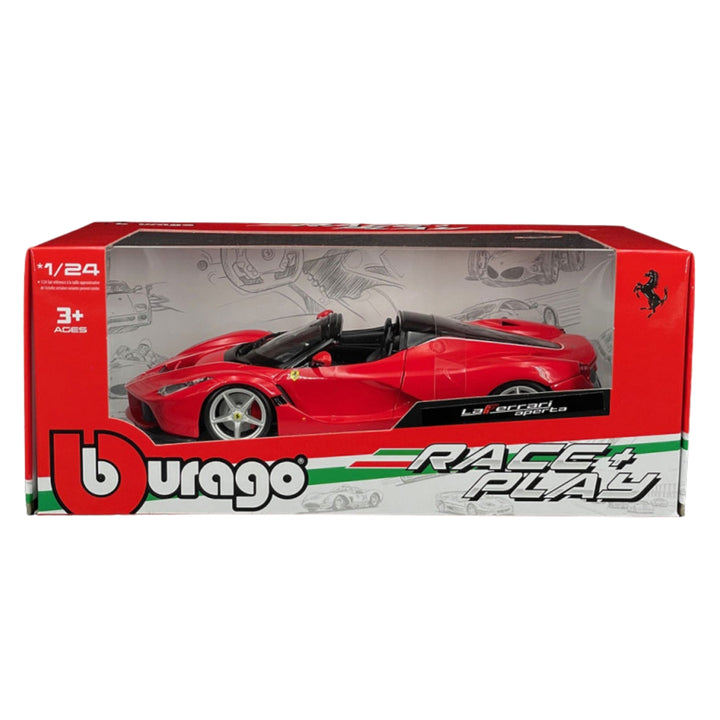 1:24 Scale Bburago Race + Play Ferrari LaFerrari Aperta Convertible die cast Model Car - Red