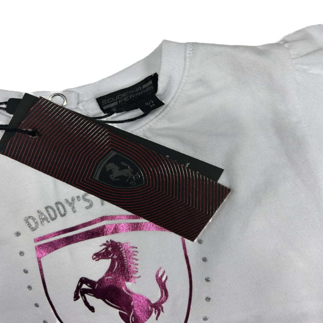 Scuderia Ferrari Infant Girl Daddy's Princess Dress Top and Skirt Set - White and Pink 
