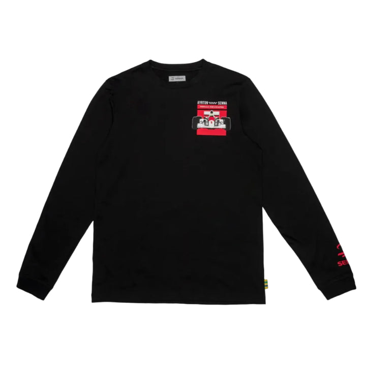 Ayrton Senna F1 3X World Champion Long Sleeve Unisex T-Shirt - Black
