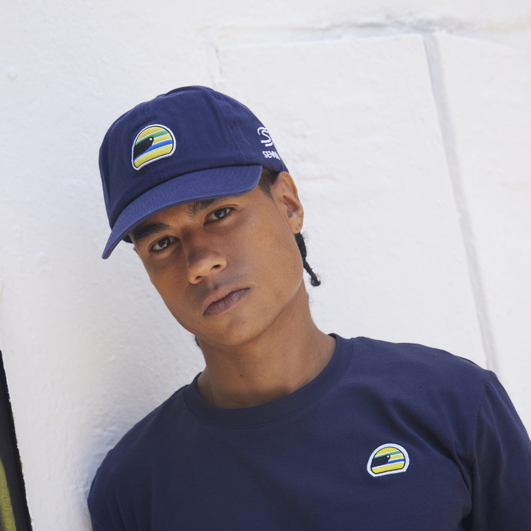 Ayrton Senna Helmet Washed Unisex Cap - Navy