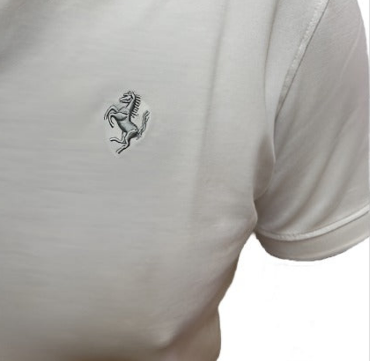 Scuderia Ferrari Cavallino Prancing Horse piqué Men's Polo - White 