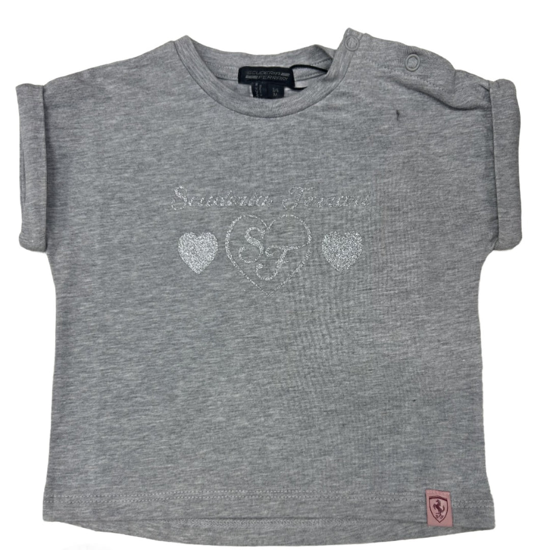 Scuderia Ferrari Baby Girl T-shirt SF Heart - Grey/Navy