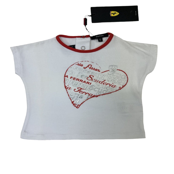 Scuderia Ferrari Infant Girl 'SF' Big Heart T-Shirt - White/Pink