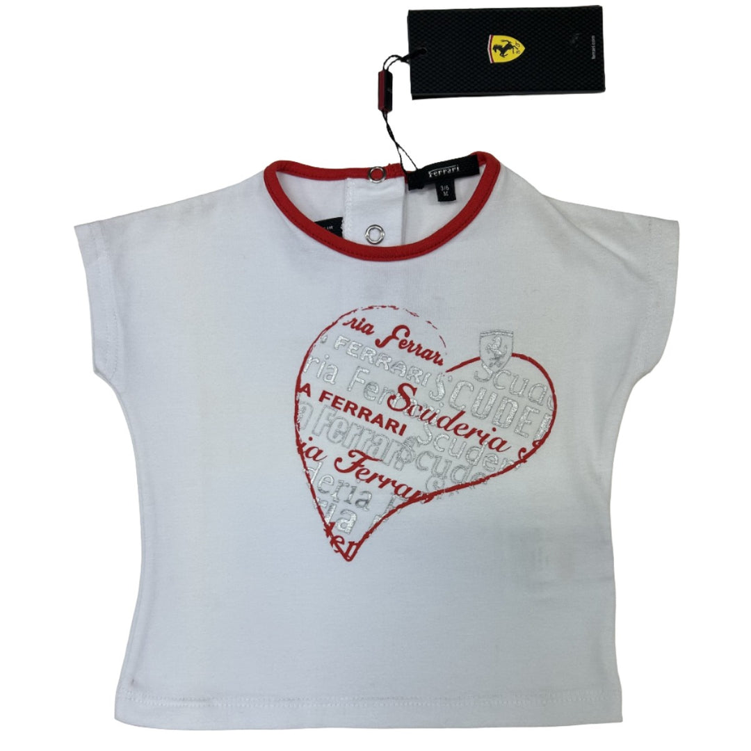 Scuderia Ferrari Infant Girl 'SF' Big Heart T-Shirt - White/Pink