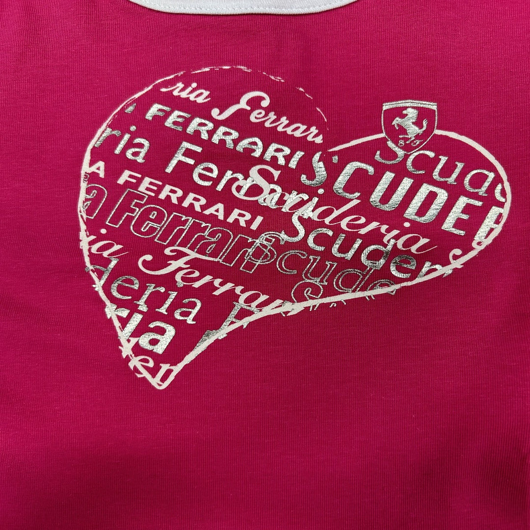 Scuderia Ferrari Infant Girl 'SF' Big Heart T-Shirt - White/Pink