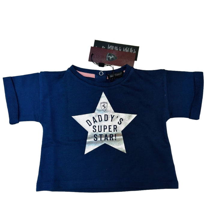 Scuderia Ferrari Baby Girl Daddy's Super Star Short Sleeve Sweater - Navy