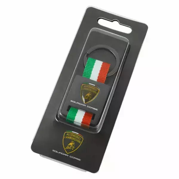 Automobili Lamborghini Squadra Corse 3D Logo Keyring - Tricolour