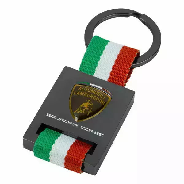 Automobili Lamborghini Squadra Corse 3D Logo Keyring - Tricolour