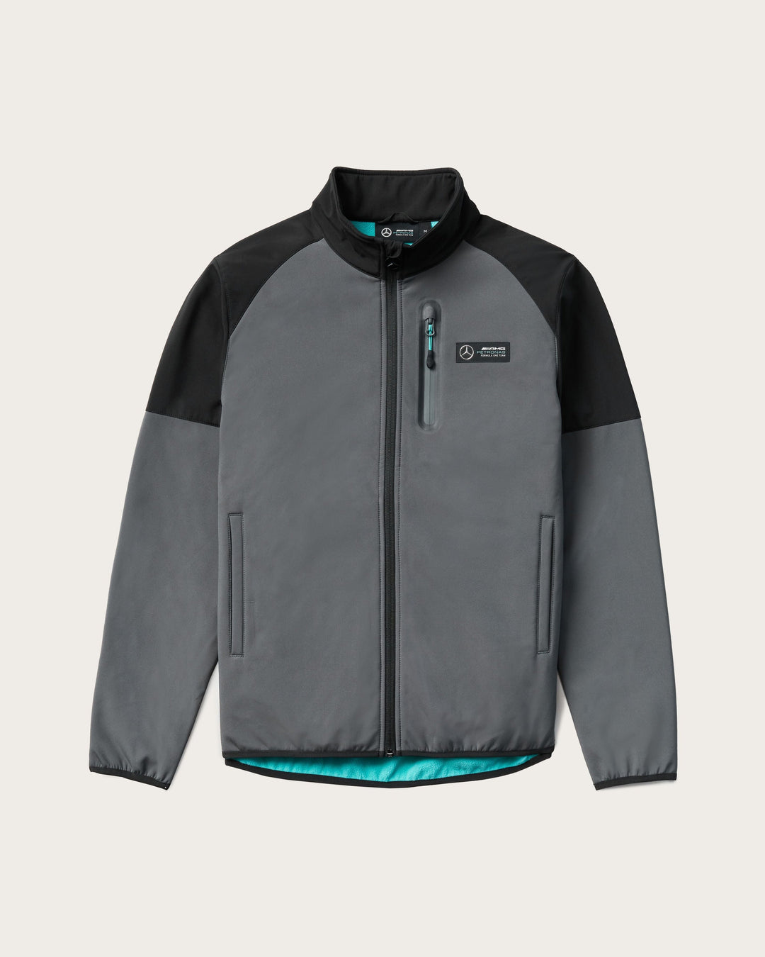 Mercedes Benz AMG F1 Team Petronas Grey and Black Men's Official Softshell Jacket