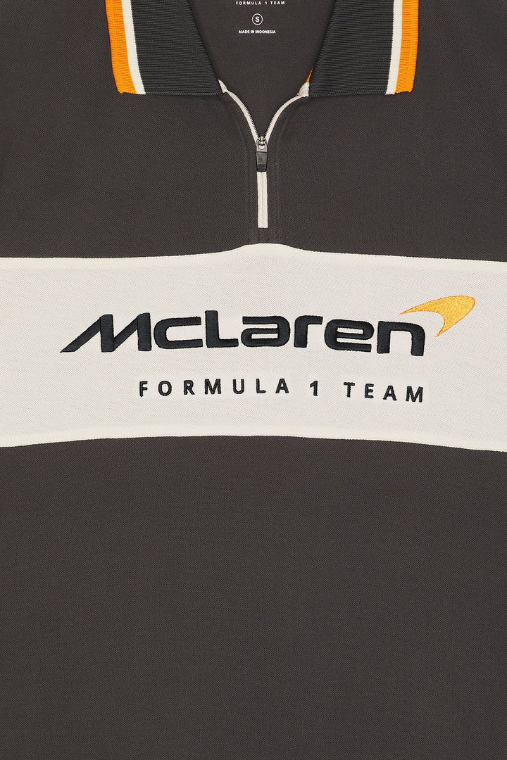 McLaren F1 Team Full Tilt Men's Polo Formula 1 - Charcoal Grey and Beige 