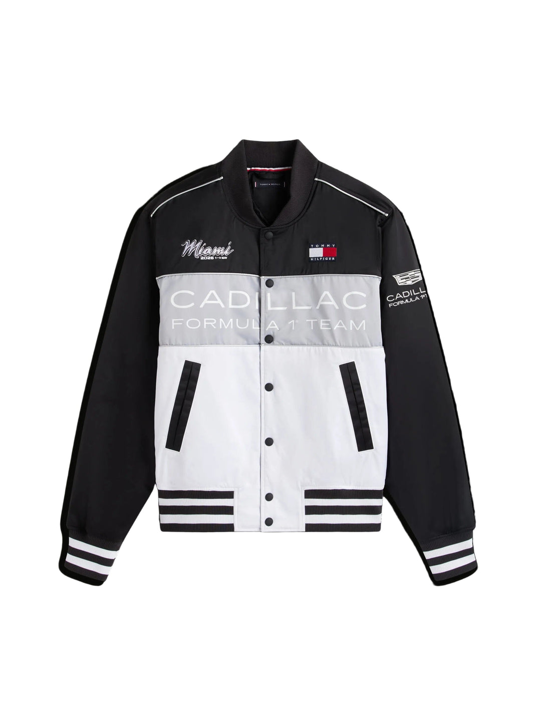 2026 Cadillac F1® Team x Tommy Hilfiger Special Edition Miami GP Varsity Jacket - White/Black