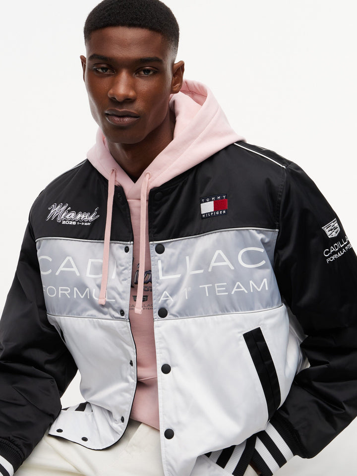2026 Cadillac F1® Team x Tommy Hilfiger Special Edition Miami GP Varsity Jacket - White/Black