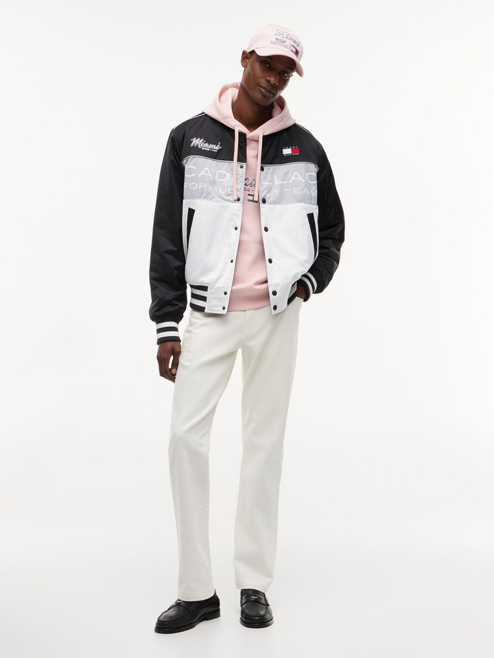 2026 Cadillac F1® Team x Tommy Hilfiger Special Edition Miami GP Varsity Jacket - White/Black