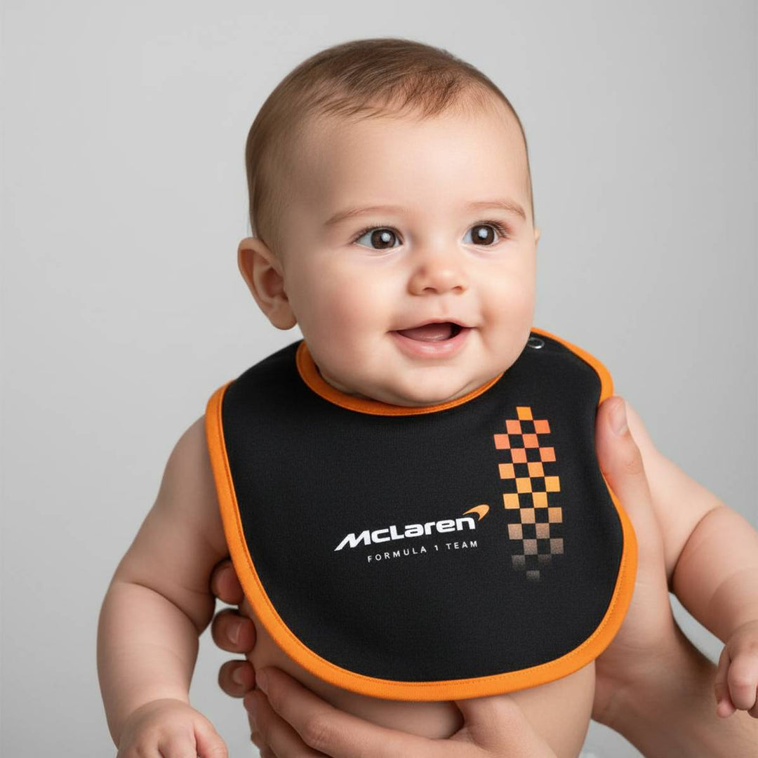 Baby wearing a McLaren Formula 1 Team bib in Black