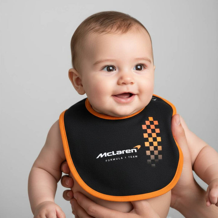 Baby wearing a McLaren Formula 1 Team bib in Black