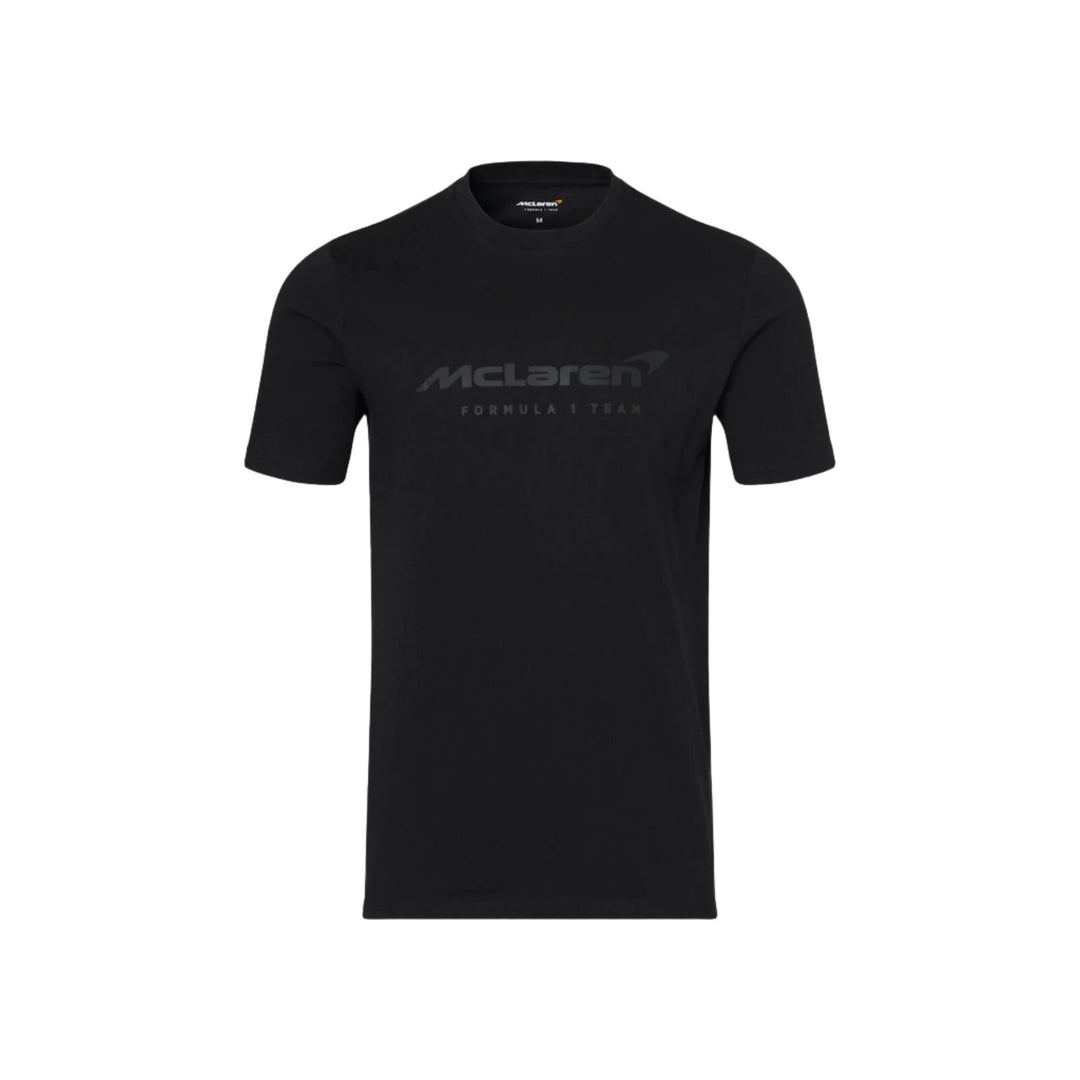 A black Mens' t-shirt with the McLaren Formula 1 Team logo in black text.