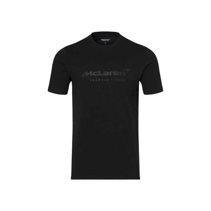A black Mens' t-shirt with the McLaren Formula 1 Team logo in black text.