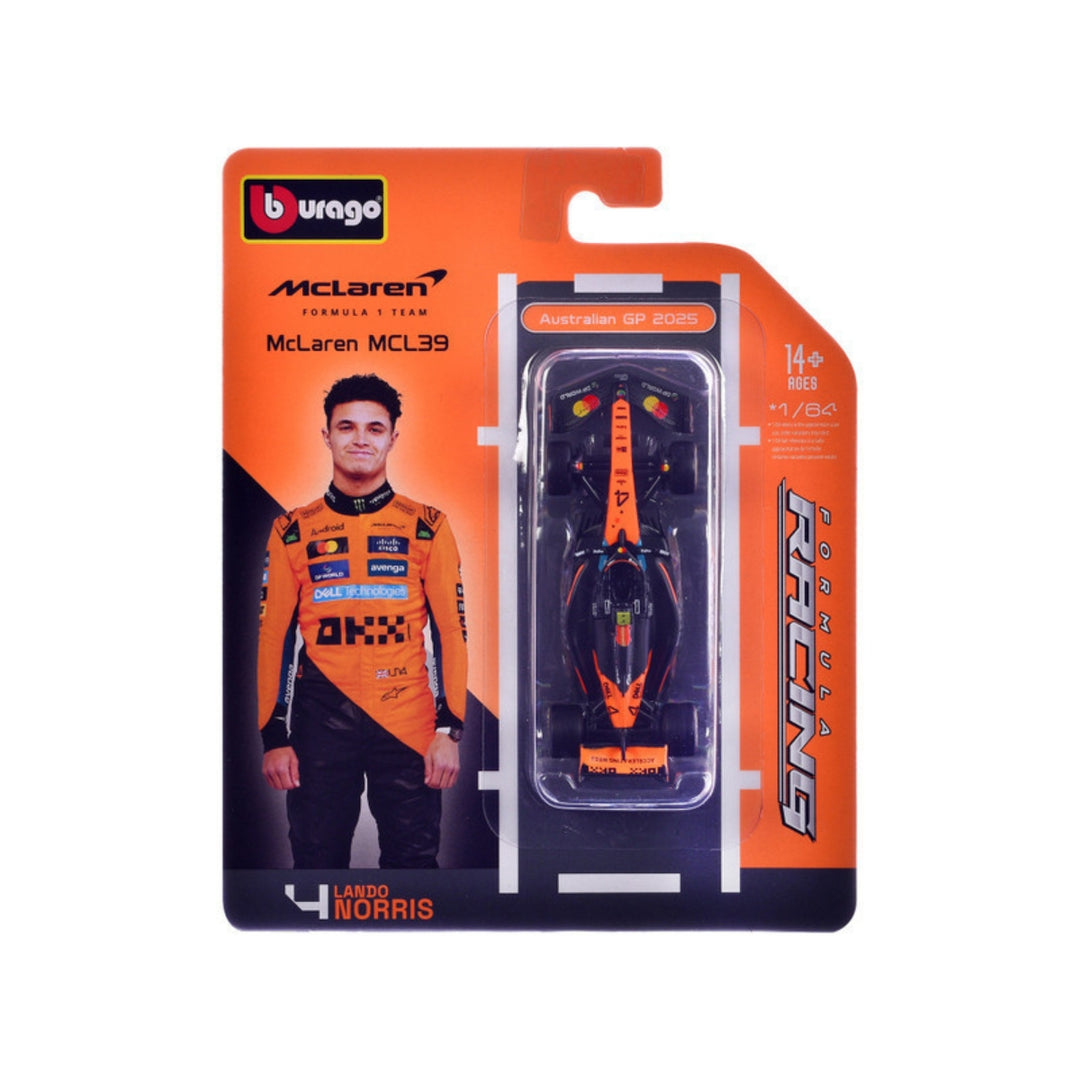 McLaren F1™ Team Lando Norris MCL39 Bburago 1:64 Scale Car - Orange