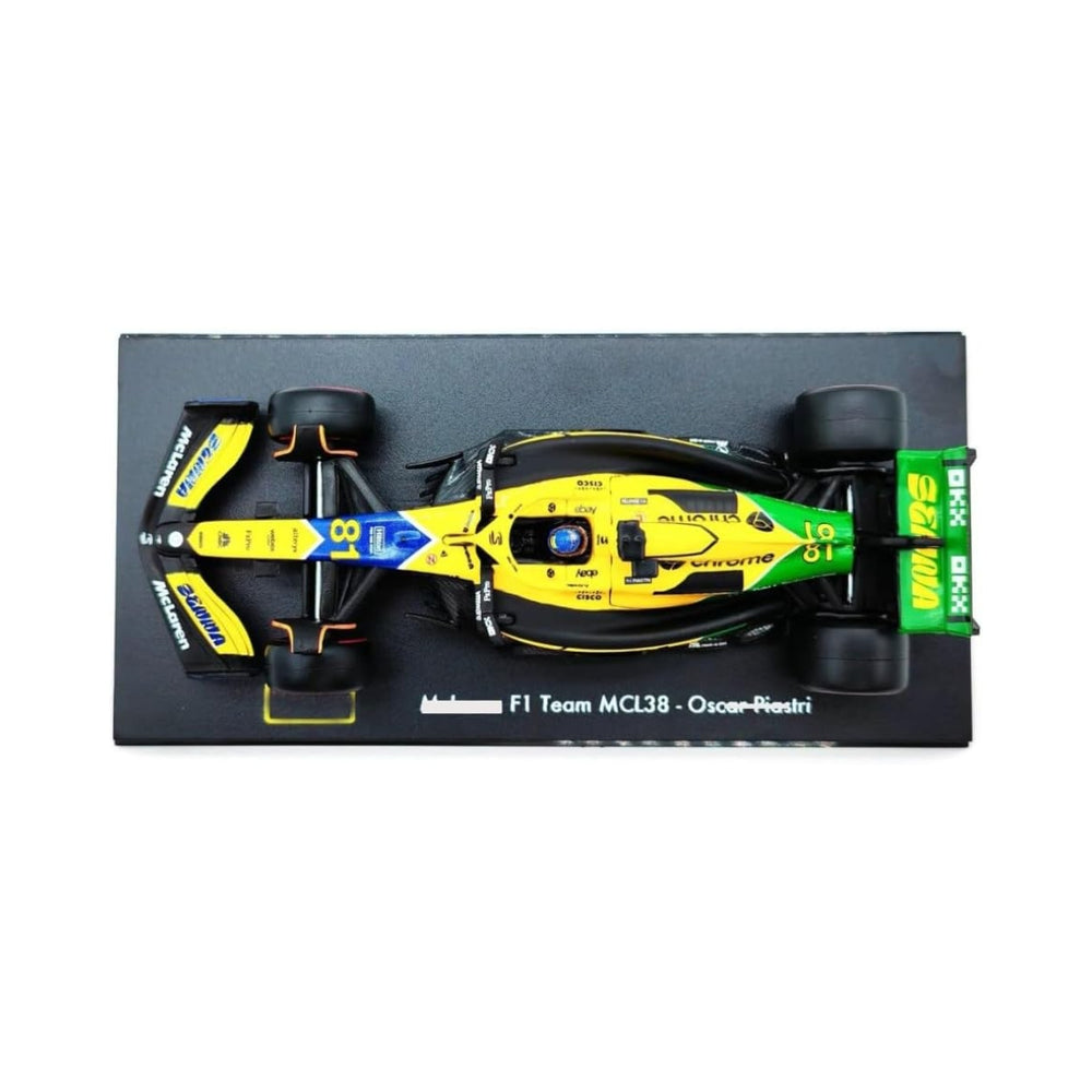 McLaren F1™ Team Monaco GP Oscar Piastri MCL38 BBurago 1:43 Encased Model Car – Yellow