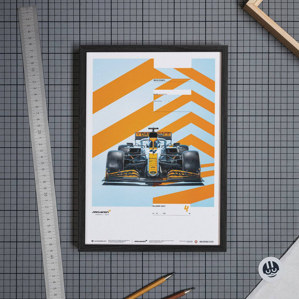 Lando Norris 2021 McLaren x Gulf Poster - Papaya and Blue