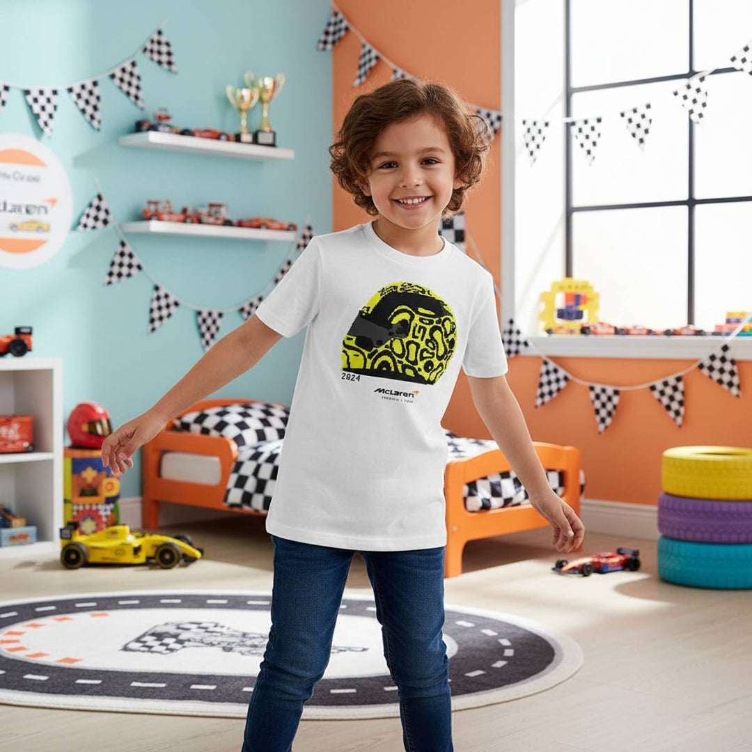 McLaren F1 Team Lando Norris Helmet Kids' Youth T-Shirt - White