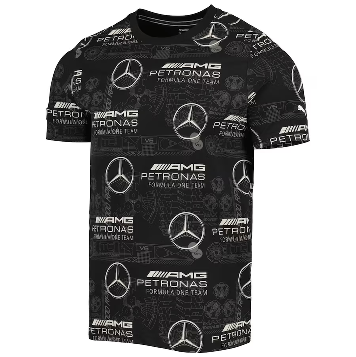 Mercedes-AMG Petronas F1 Team Puma Allover Print T-Shirt - Men  - Black