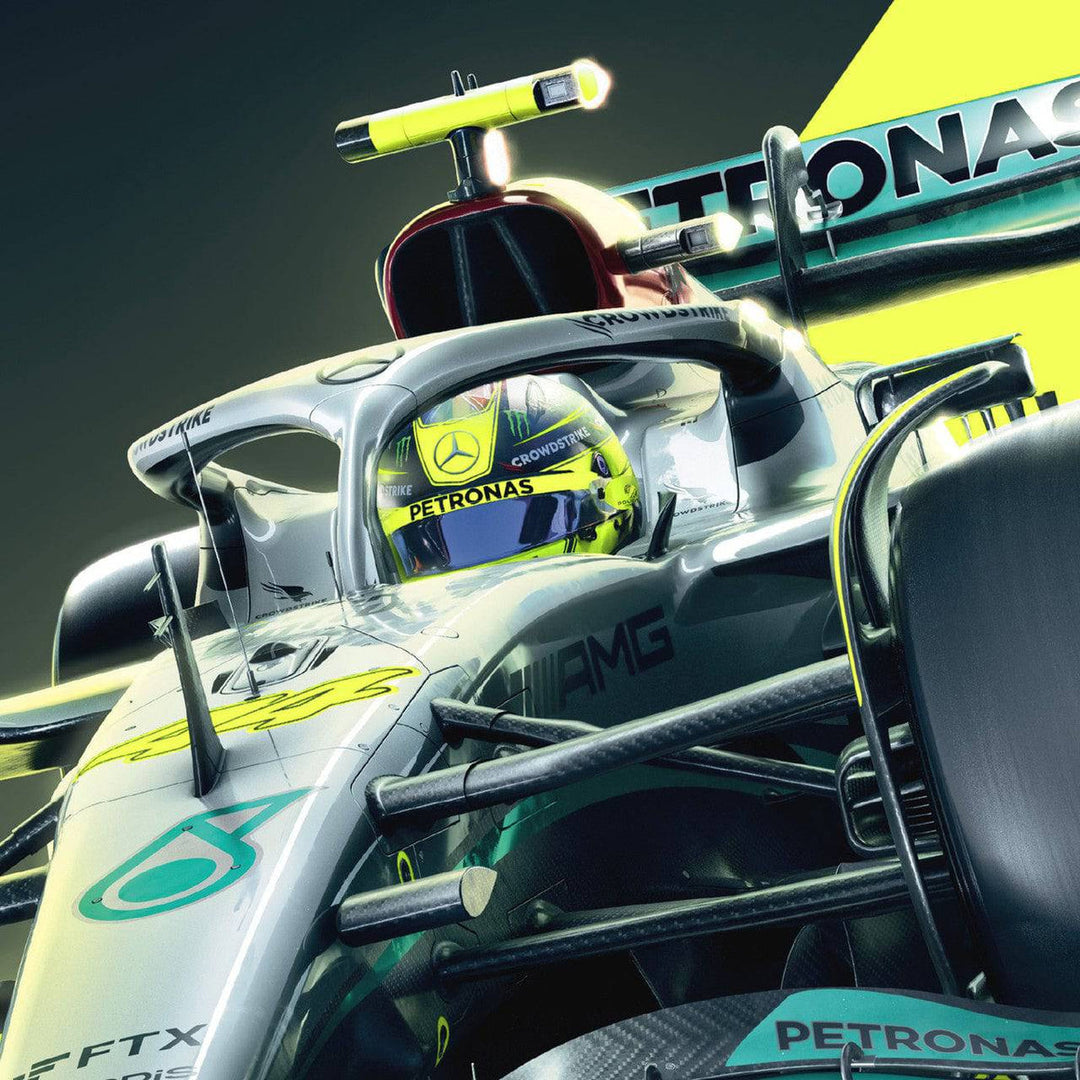 Lewis Hamilton Mercedes AMG F1 Team Poster - Black and Yellow