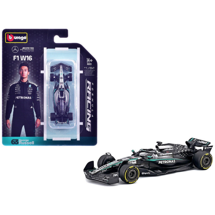 Mercedes AMG Petronas F1™ Team F1W16 George Russell Bburago 164 Scale Model Car - Black