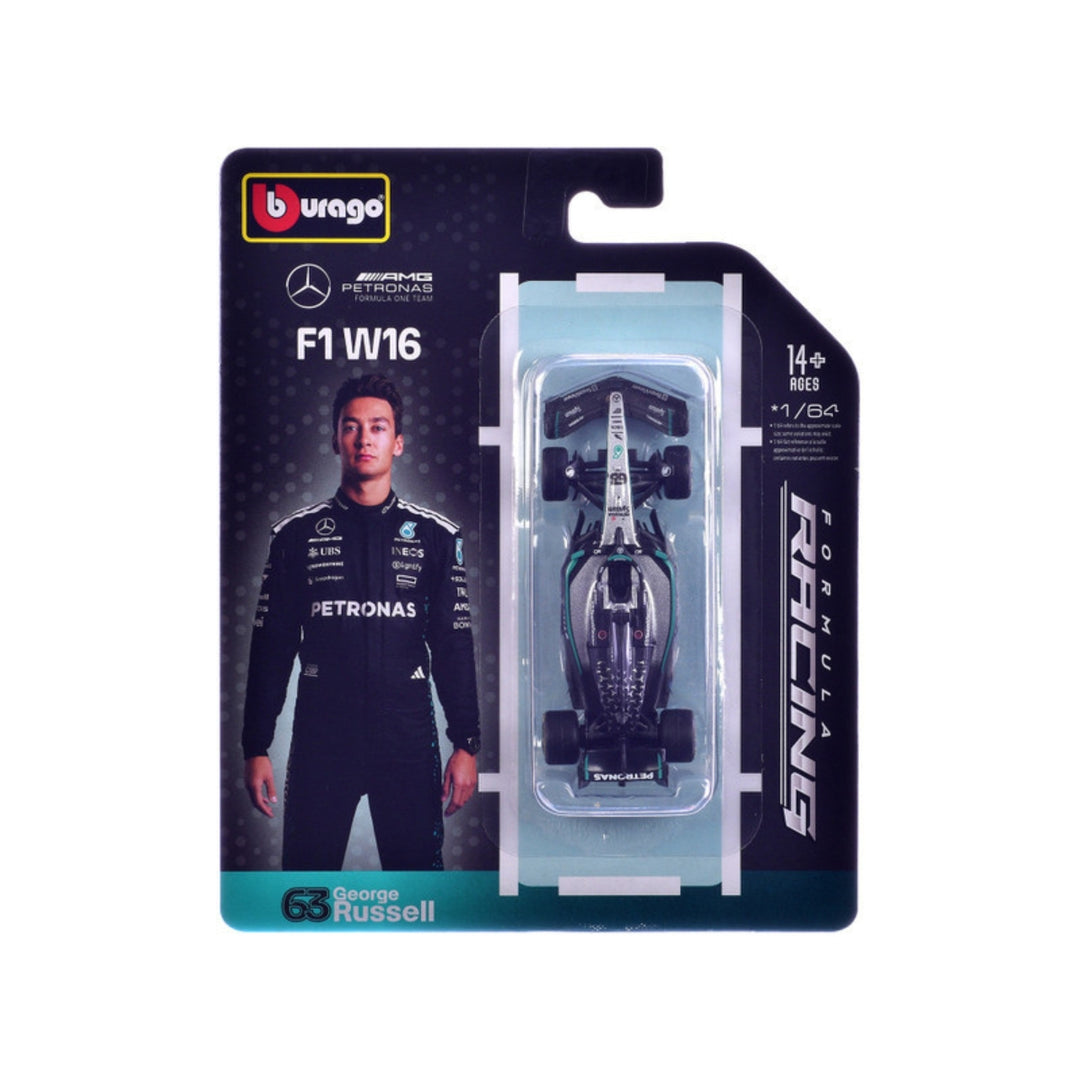 Mercedes AMG Petronas F1™ Team F1W16 George Russell Bburago 164 Scale Model Car - Black