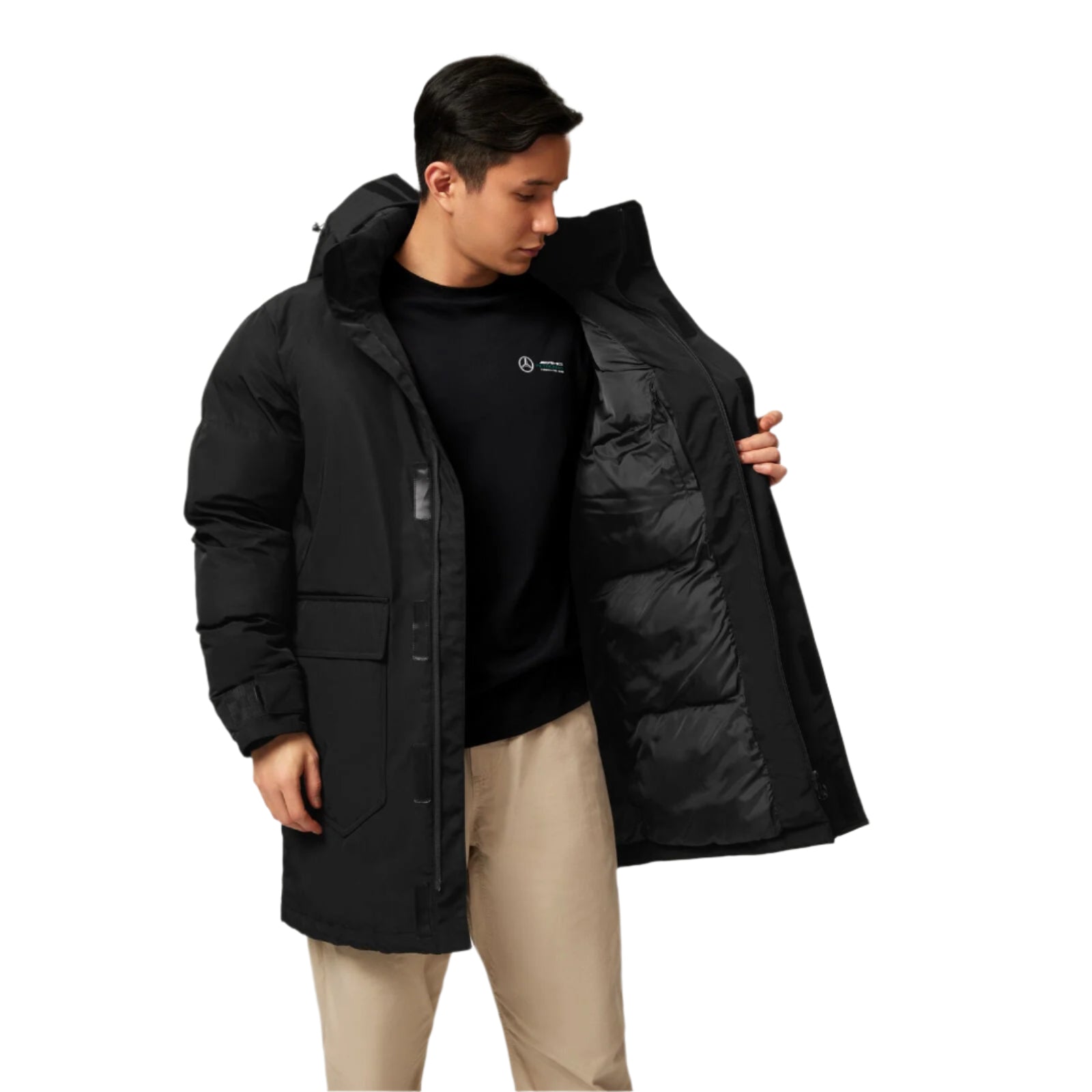 Mercedes PETRONAS ナイロンジャケット ブラック Womens 2025