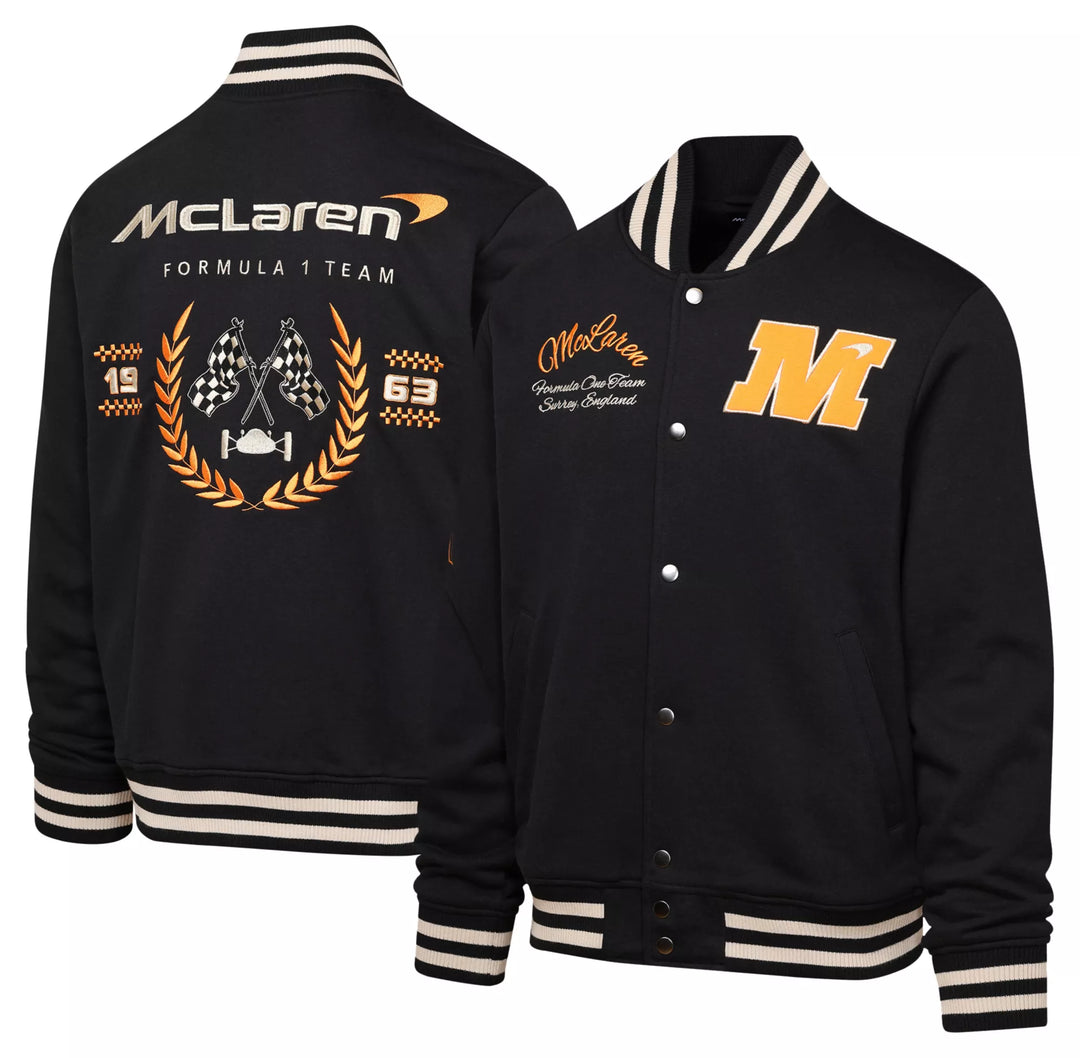 2025 McLaren F1™ Team Auto Racing Car Men's Varsity Jacket - Black