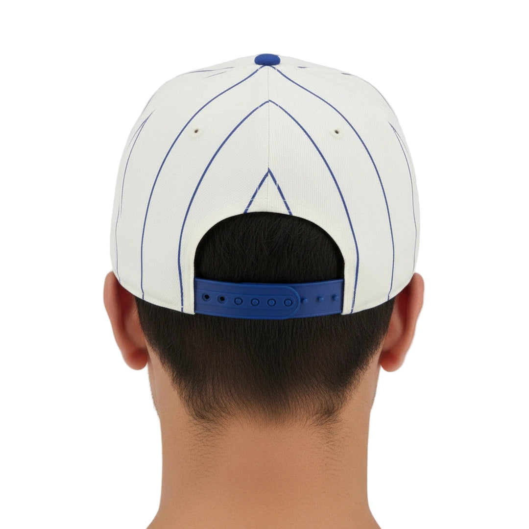 Montreal-Expos-Baseball-MLB-New Era- Jersey-Pinstripe -9FIFTY-Flat-Brim-Men's-Flat-Pral-Cap-White, Blue and Red