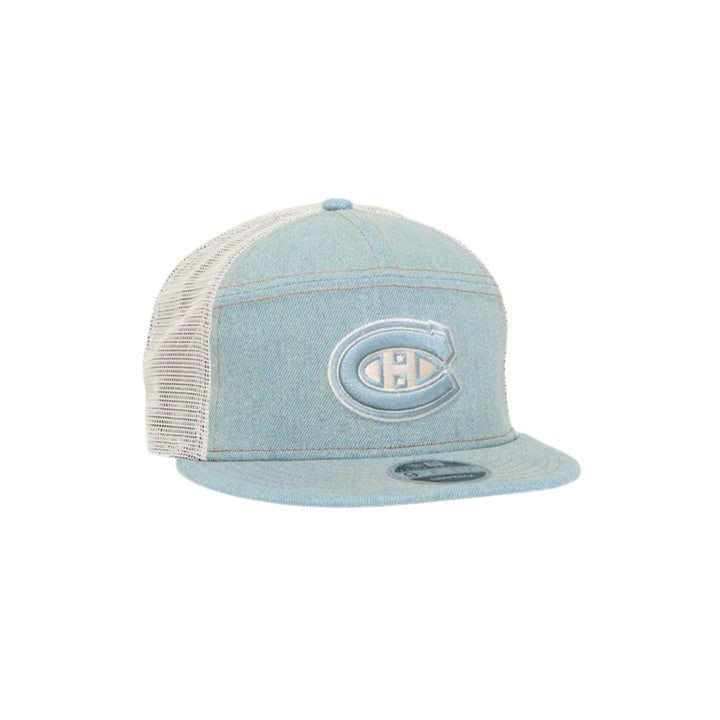 Montreal Canadiens Denim 9FIFTY New Era Split Panel Trucker Cap - Denim