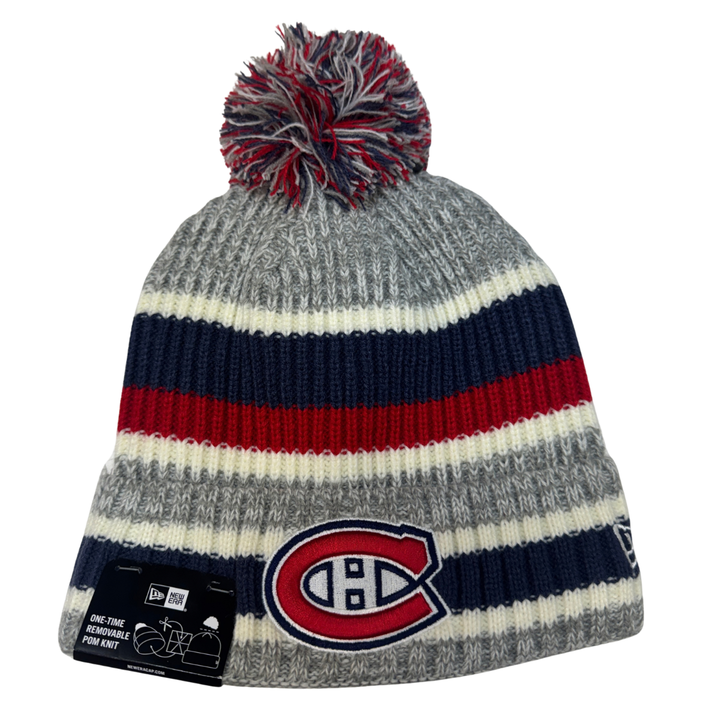 Montreal Canadiens Hockey NHL New Era Pom Adult Winter Beanie – Grey Multicolour