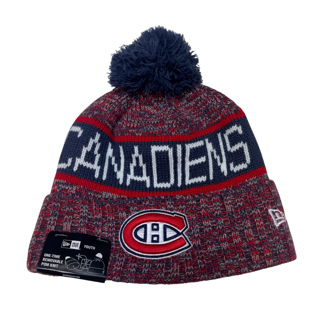 Montreal Canadiens Hockey NHL New Era Pom Youth Winter Beanie – Red Multicolour