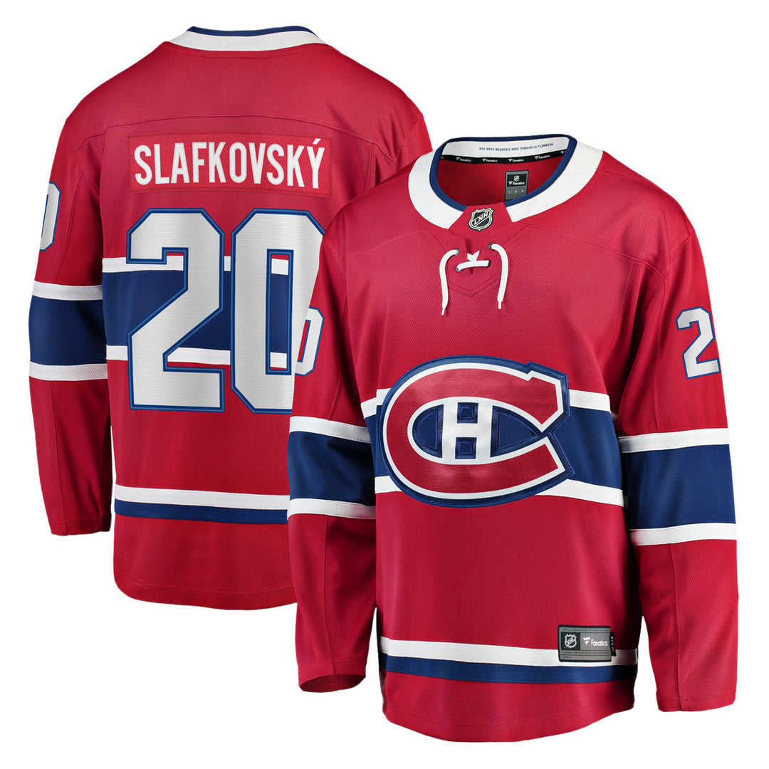 Men's Official Montreal Canadiens Breakaway Fanatics Slafkovsky #20 Fanatics Red Unisex Jersey Red
