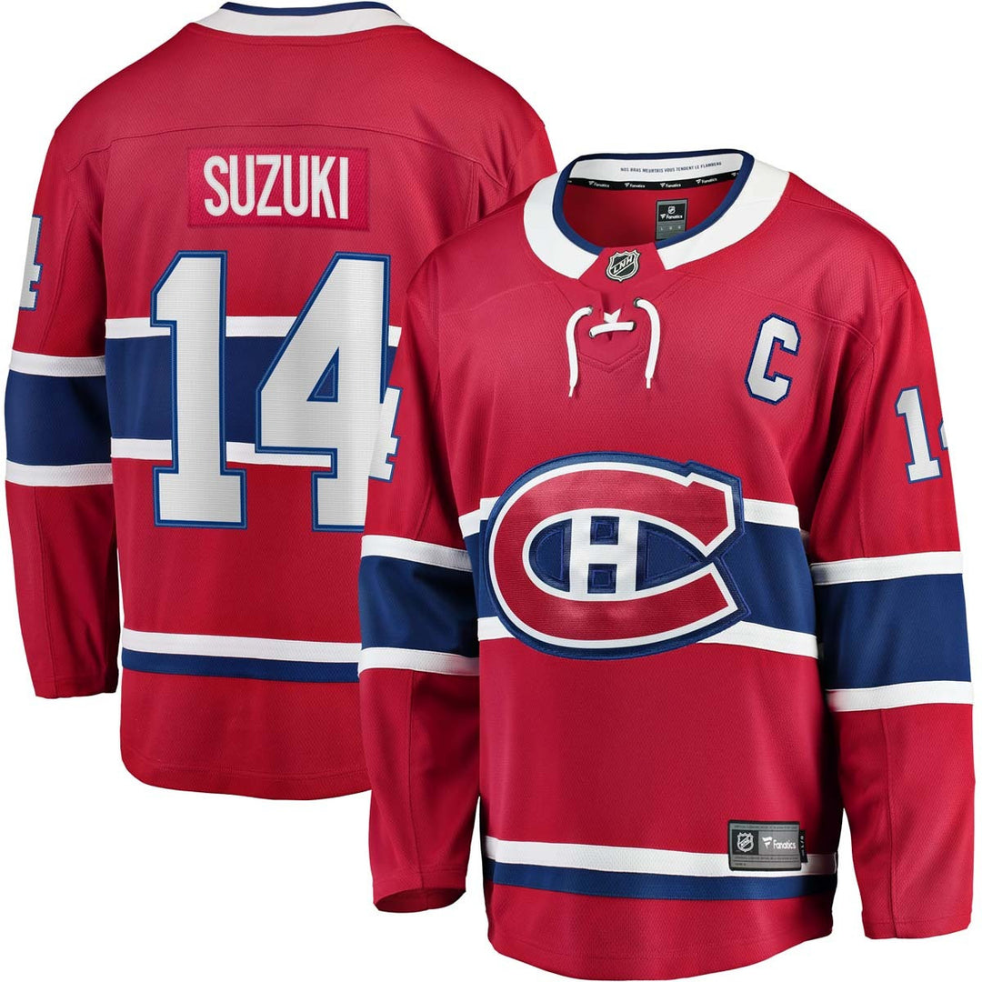 Montreal Canadiens NHL® Fanatics Breakaway Suzuki #14 Ice Hockey Official Playoffs Unisex Jersey - Men - Red