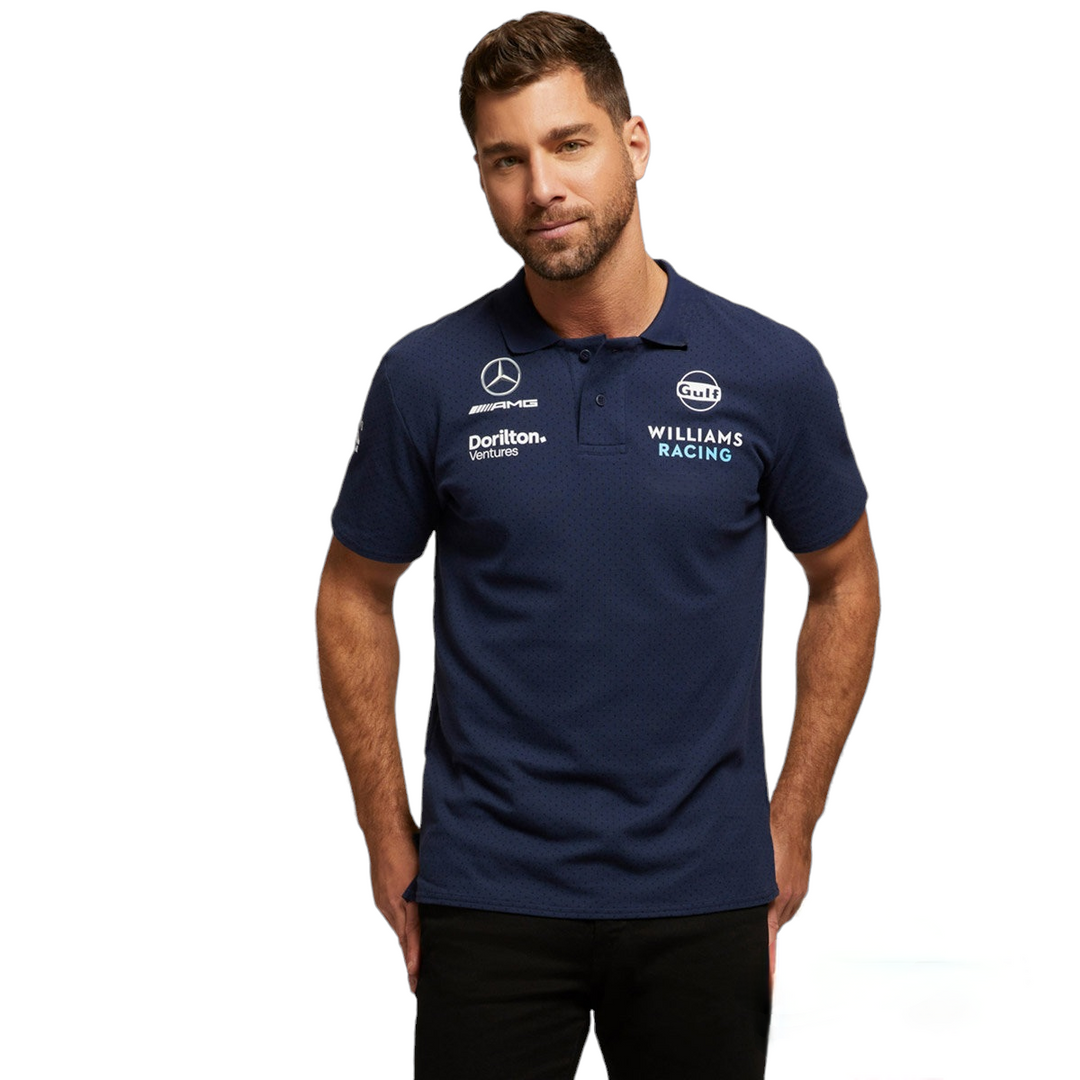 2023 Williams Racing F1 Team CVC Media Men's Polo Golf Shirt Blue 