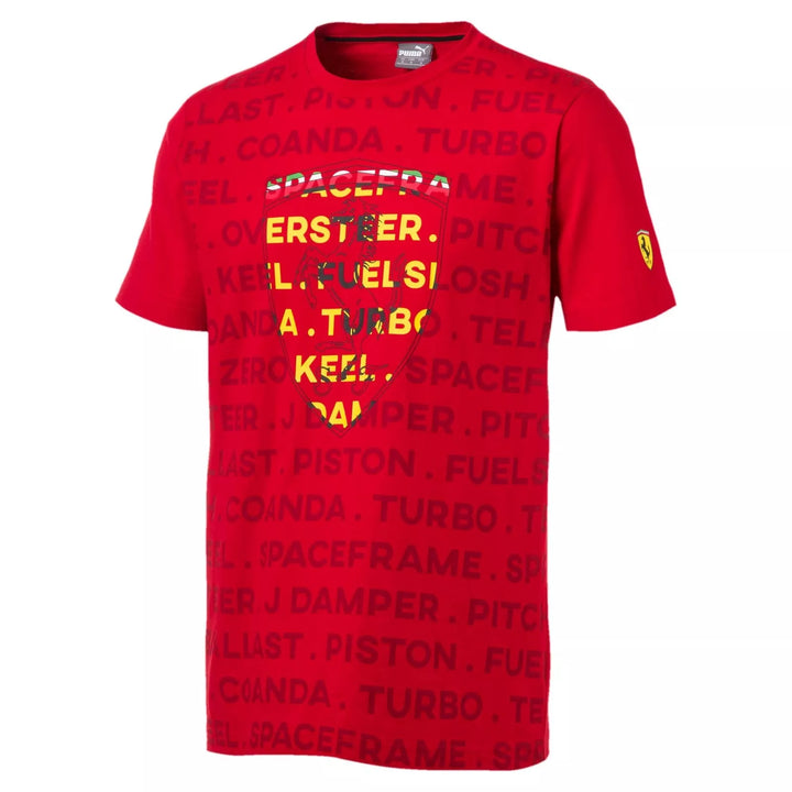 Official Ferrari Big Shield Round-Neck Adult Men's T-shirt - Rosso Corsa 