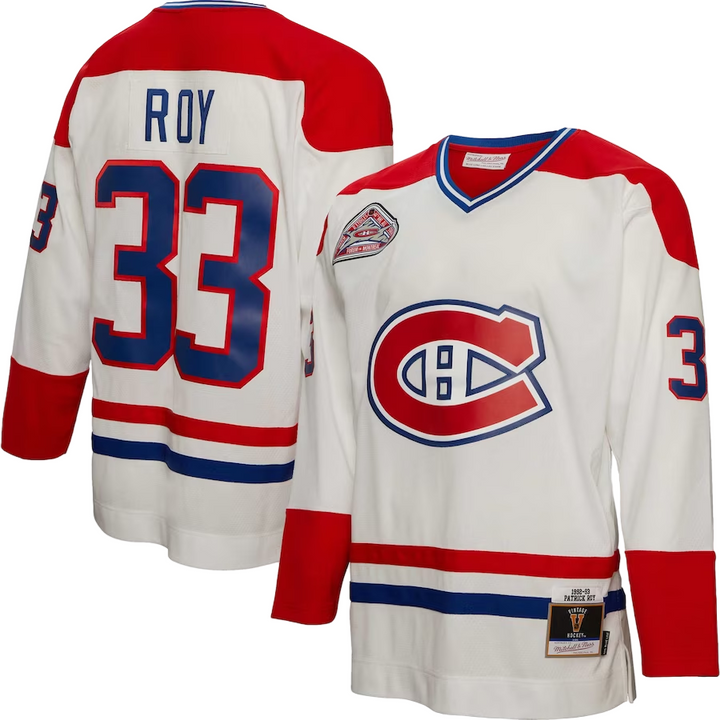 1992 - 1993 NHL Season Montreal Canadiens Patrick Roy Mitchell &amp; Ness 44th All Star Game Front and Back Men&