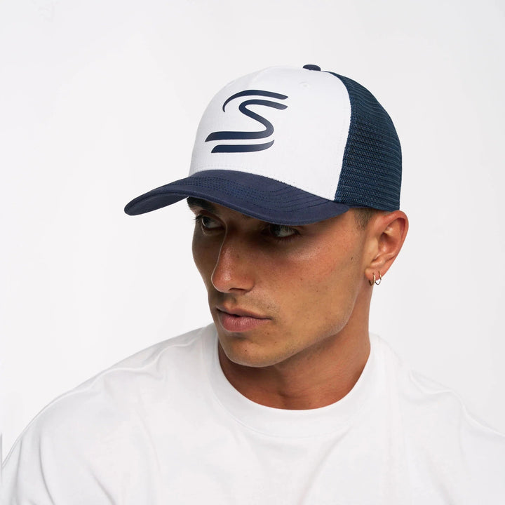 Ayrton Senna Signature Meshed Trucker Unisex - Cap Navy and White 