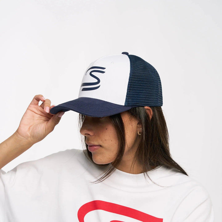 Ayrton Senna Signature Meshed Trucker Unisex - Cap Navy and White 