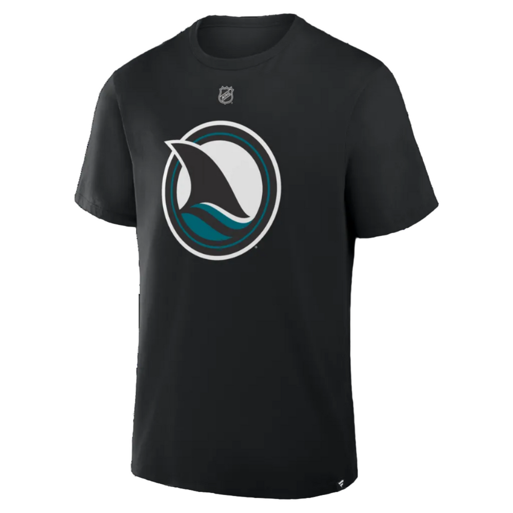 San Jose Sharks Macklin Celebrini Fanatics NHL Authentic Stack Cotton Men's T-Shirt - Black2