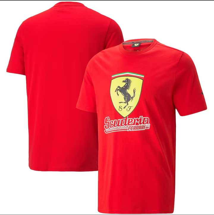 Scuderia Ferrari Race Big Shield T-Shirt Heritage Adult - Red