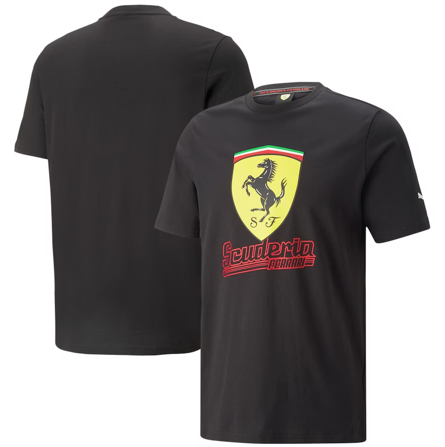 Scuderia Ferrari Race Big Shield T-Shirt Heritage Adult - Black