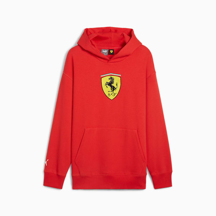 2024 Puma Scuderia Ferrari Race Embroidered Shield Men's Hoodie - Speed Yellow / Rosso Corsa / Black