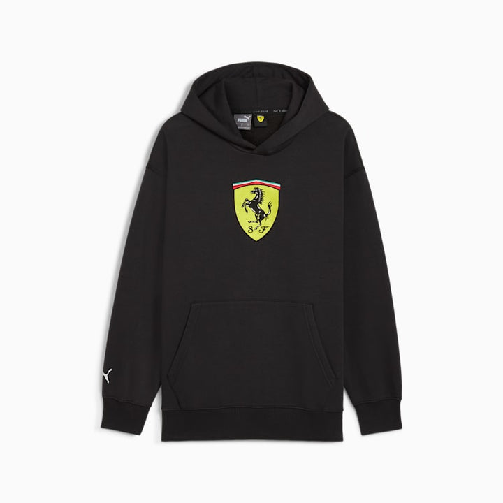 2024 Puma Scuderia Ferrari Race Embroidered Shield Men's Hoodie - Speed Yellow / Rosso Corsa / Black