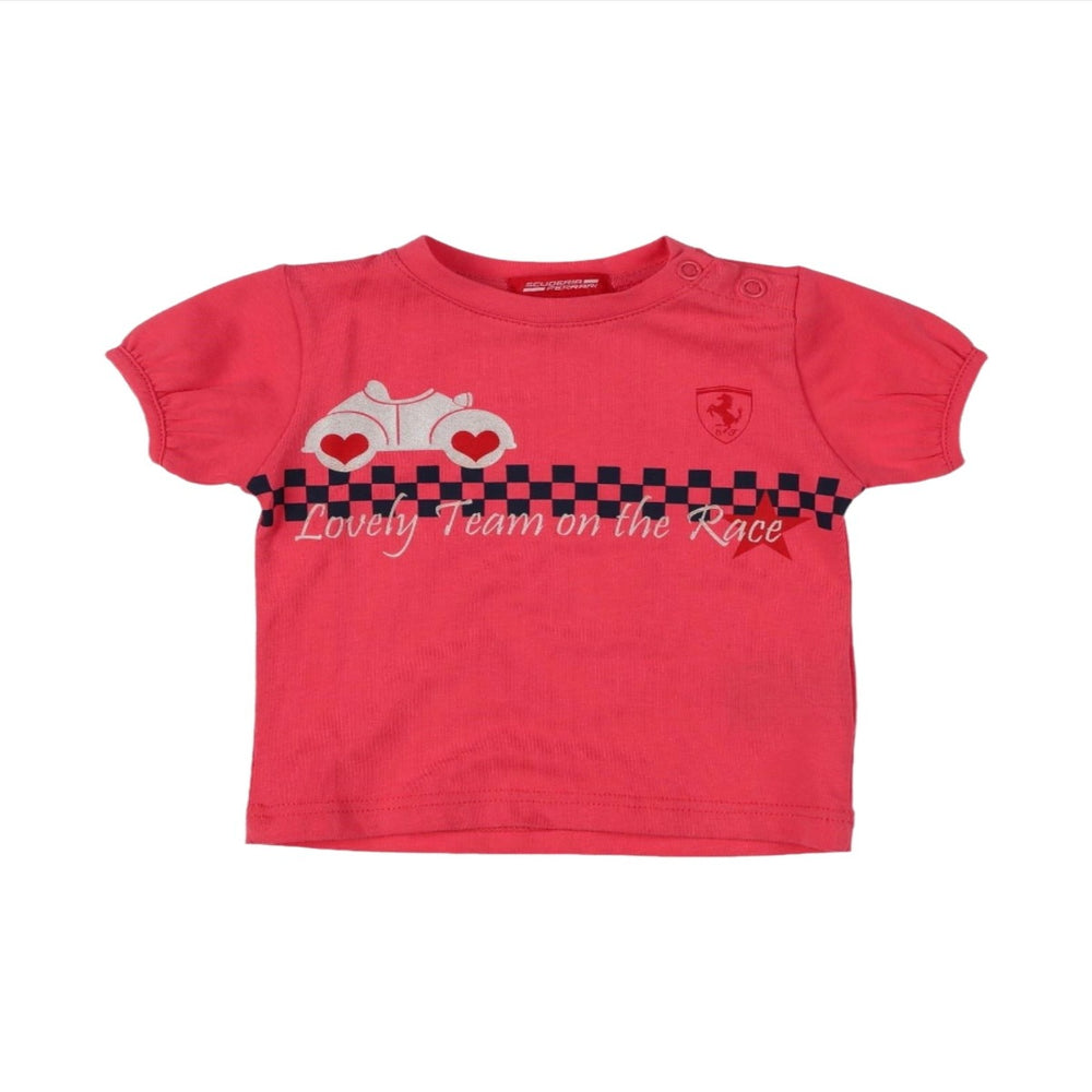 Scuderia Ferrari 'Lovely Team on the Race" Baby Girl T-Shirt Salmon Pink
